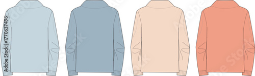 Four Long-Sleeve Turtleneck Tops in Assorted Colors for a Fashionable Wardrobe