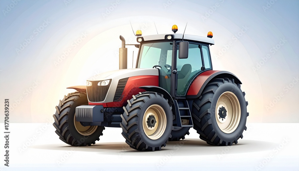 Obraz premium modern red farm tractor studio shot