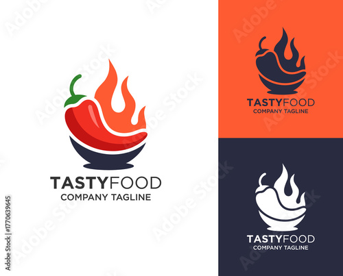 Tasty food grill barbecue logo and restaurant company