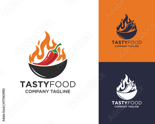 Tasty food grill barbecue logo and restaurant company