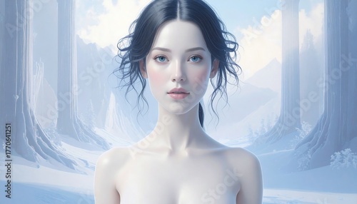 Pale maiden in a snowy landscape