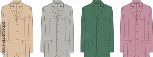 Stylish Blazer Collection Four Elegant Jacket Designs in Various Trendy Colors for Fashion