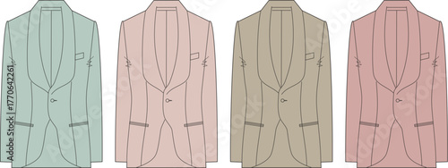 Four Colorful Blazer Illustration Fashionable Suit Jacket Designs