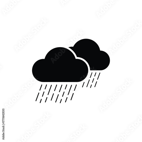 Two rain clouds minimal vector silhouette black design isolated on white