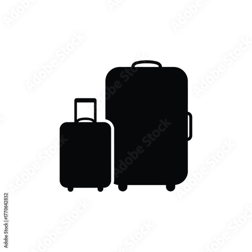 Two luggage bags minimal vector silhouette black design isolated on white