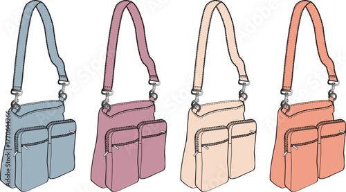 Four Handbags on White Background