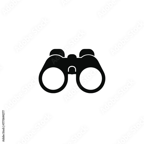 Modern compact binoculars minimal vector silhouette black travel design isolated