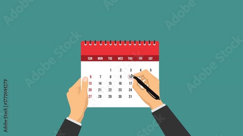 calendar mark date video animation flat concept