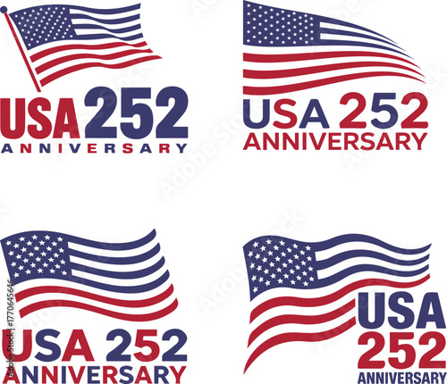  happy usa 252 anniversary vector art illustration