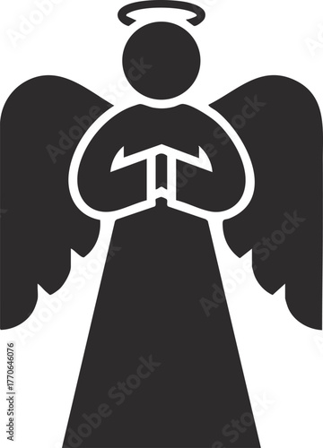 Angel with Wings and Halo vector illustration 