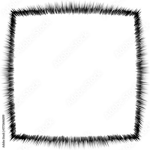 Square shape with thick distorted border combining geometric and organic irregularity.