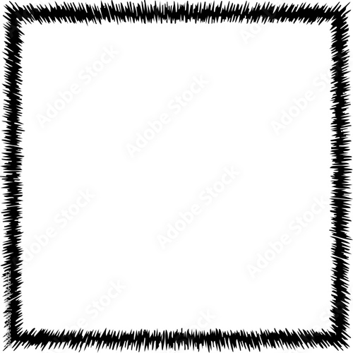 Square outline with irregular rough edges producing distorted geometric contour.