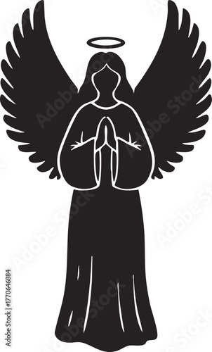 Angel with Wings and Halo vector illustration 