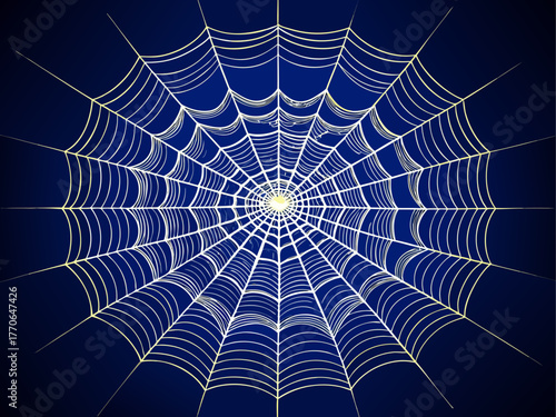 detailed realistic spider web with fine silk lines, transparent style, isolated on dark or light background, Halloween decoration vector