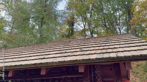 A mini building for relaxing or reading books, constructed entirely from natural wood – walls and roof included. It's treated with wood sealants that protect it from moisture and the sun.
