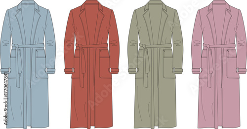 Fashionable Trench Coat Variations A Stylish Collection of Outwear in Various Colors for Trendy Wardrobes