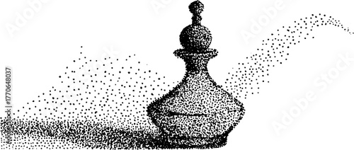 Vintage perfume bottle in halftone dotwork style for elegant design projects
