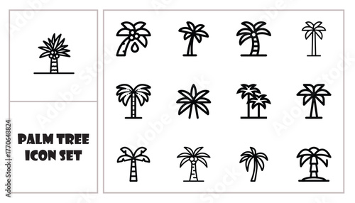Tropical palm tree icon symbolizing travel, vacation, beach, or summer destinations.