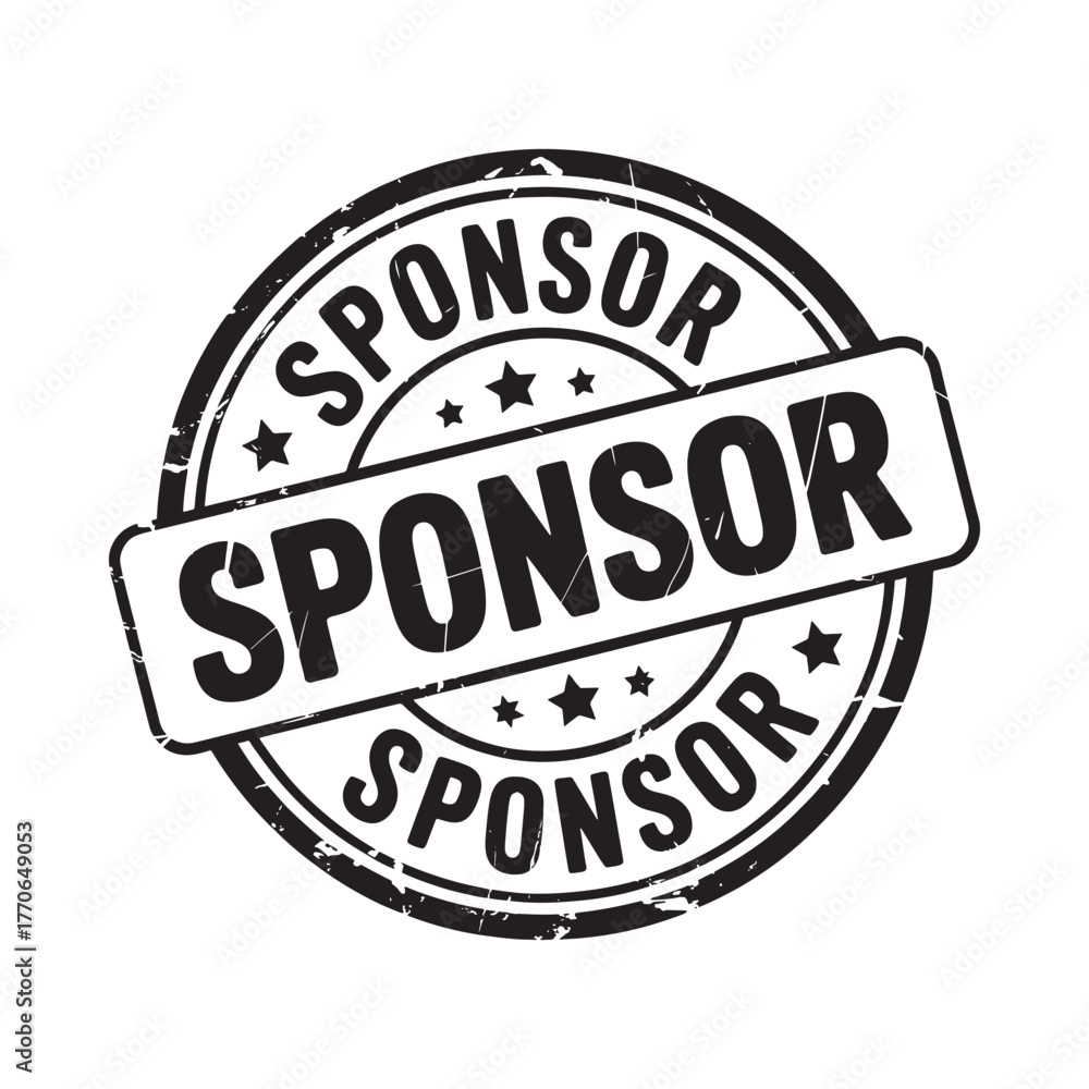 Fototapeta premium Circular sponsor stamp with bold text and stars