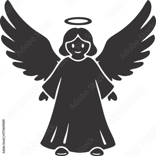 Angel with Wings and Halo vector illustration 