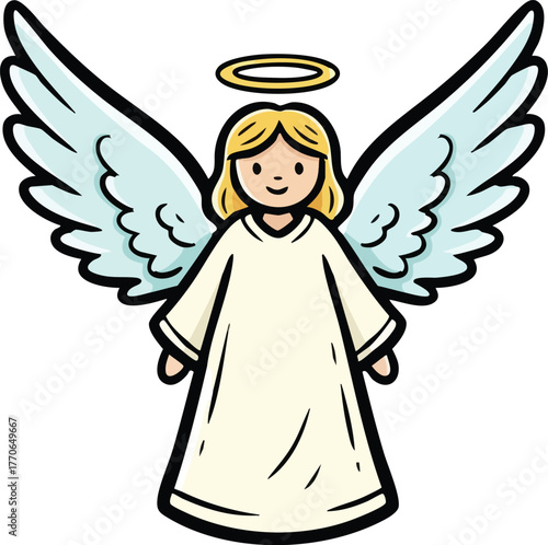 Angel with Wings and Halo vector illustration 