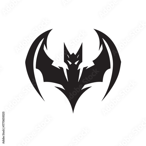 black and white bat logo vector
