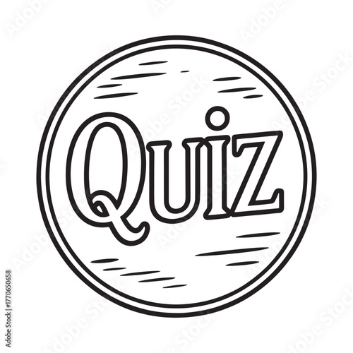 Circular quiz icon with hand drawn style