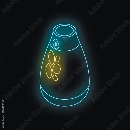 Neon air freshener emitting fragrance, creating a refreshing ambiance in a dark environment