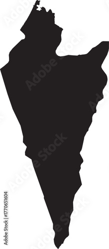 Vector Map of the South District of Israel Isolated Editable Silhouette