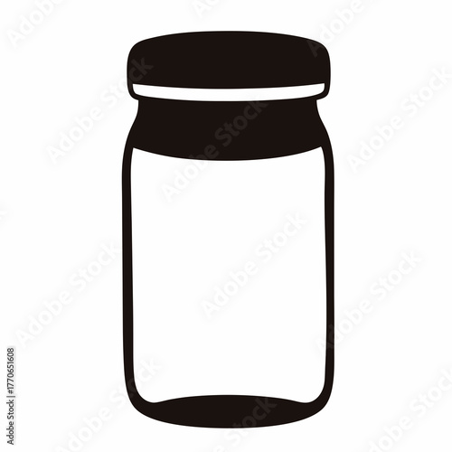 Simple black and white illustration of a jar with a closed lid