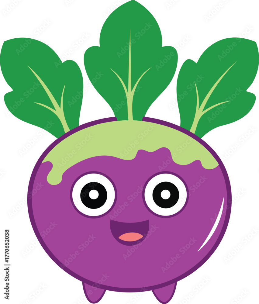 Obraz premium Funny Kohlrabi Vector Icon
