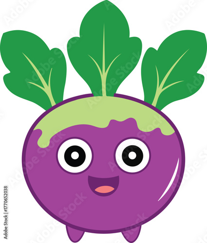 Funny Kohlrabi Vector Icon