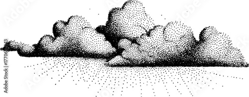 Vintage night sky and cloud scene with halftone effect for posters and prints