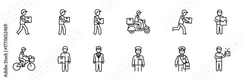 Delivery and Courier Services Line Icons Set
