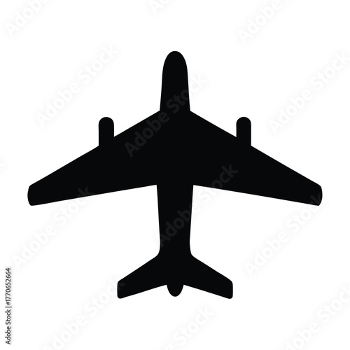 Silhouette of a jet airplane flying, offering travel and transportation services