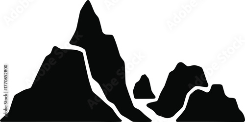 Black silhouette of a majestic glacier ice formation