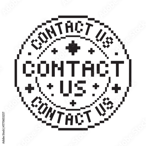 Contact us stamp graphic with pixelated design