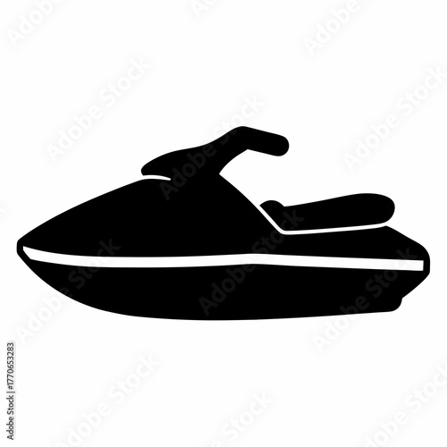 Black and white silhouette of a water scooter used for recreational sports