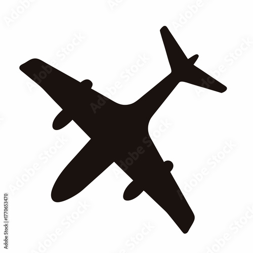 Silhouette of airplane flying, commercial airline, travel and transportation concept design