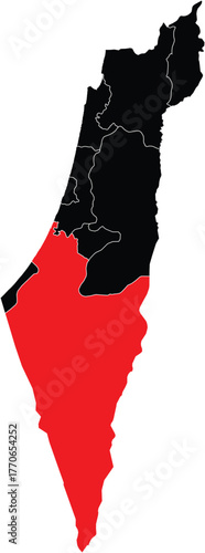 Vector Map of Southern District on Israel Map
