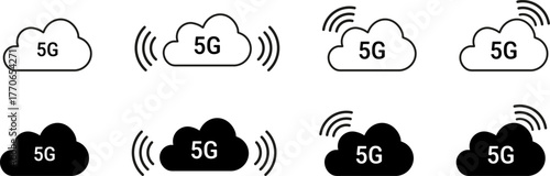5G Cloud Icons — black and white connectivity symbols
