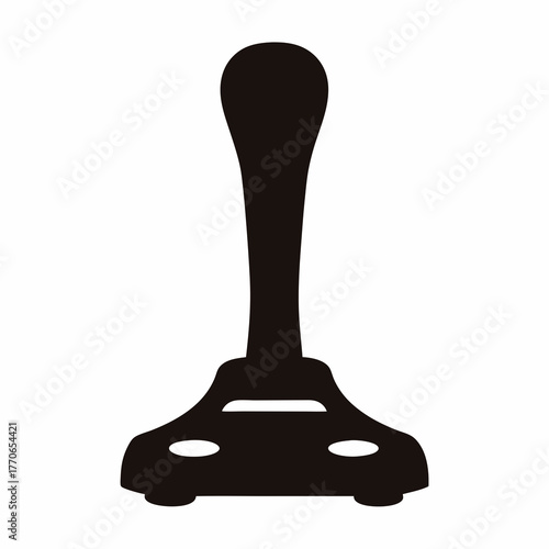 Black silhouette of a classic car gear shift with white background