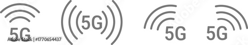 Gray 5G Signal Icons in Different Directions