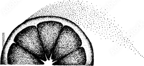 Vintage halftone citrus slice illustration - perfect for design projects