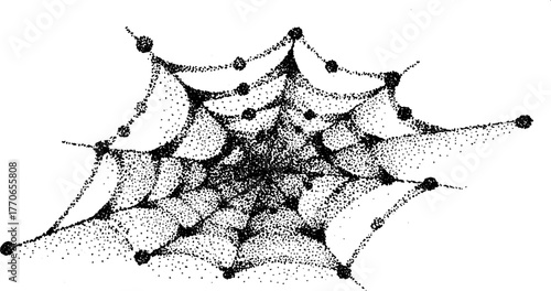 Abstract spider web in dotwork style