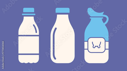 Vector glyph icon of a milk plastic bottle. Sign for dairy products. Graphical symbol for cooking websites and app designs, logo, app, UI.