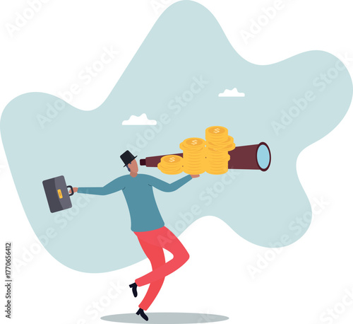 Financial visionary, investment growth, interest rate rising up or economic forecast.about a man and his life.