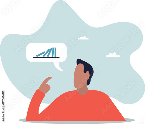 Risk management, uncertainty or unknown threat causing business failure, economic crisis, danger or problem,about a man and his life.