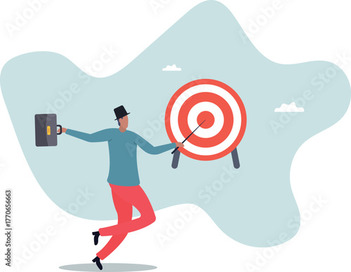 Specific goal, clarify objective or target, focus or concentrate on purpose to win business mission,business concept.flat character.