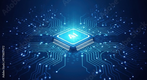 Futuristic Artificial Intelligence Processor Chip Vector Design